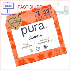 Pura Hypoallergenic Diapers, Size 1 4-11 lbs , Newborn, Totally Chlorine Free,