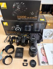 Nikon D3200 Digital DSLR Camera Double Zoom Kit 18-55mm 200mm Lenses