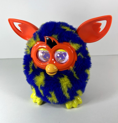 Furby Boom Blue Yellow Lightning Bolts Orange Ears #A6120 Tested, Working 2012