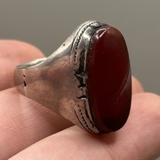 LOVELY ANCIENT ROMAN INSPIRED, SILVERED, AGATE STONE RING