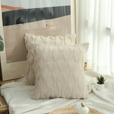 18x18'' Fluffy Sofa Cushion Cover Geometric Pillowcase Furry Pillow Home Decor