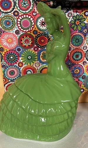 Fiesta Dancing Lady Cookie Jar Shamrock NWT Beautiful 1st Quality Not Seconds