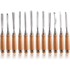 Durable 12-Piece Wood Carving Tool Set - Includes Gouges and Chisels, Gift-Ready