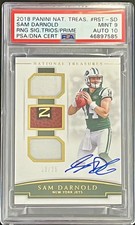 2018 Panini National Treaures RST - SD Sam Darnold TRIOS PSA 9 Auto 10 RC 19/25