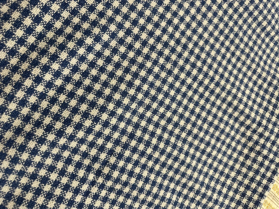 Manta Ralph Lauren Gingham Queen 90 x 90" Tejida Azul Blanco Algodón EE. UU. Foto 3 de 4
