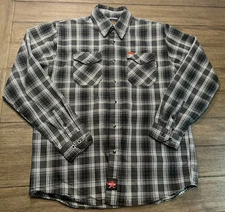 Dixxon Flannel Co. Mens Large Blackline FR Black Gray Shirt Long Sleeve Plaid