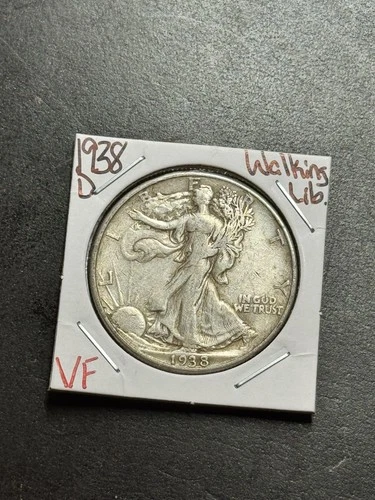 1938 D Walking Liberty Silver Half Dollar VF Very Fine Better Date Coin (18296)