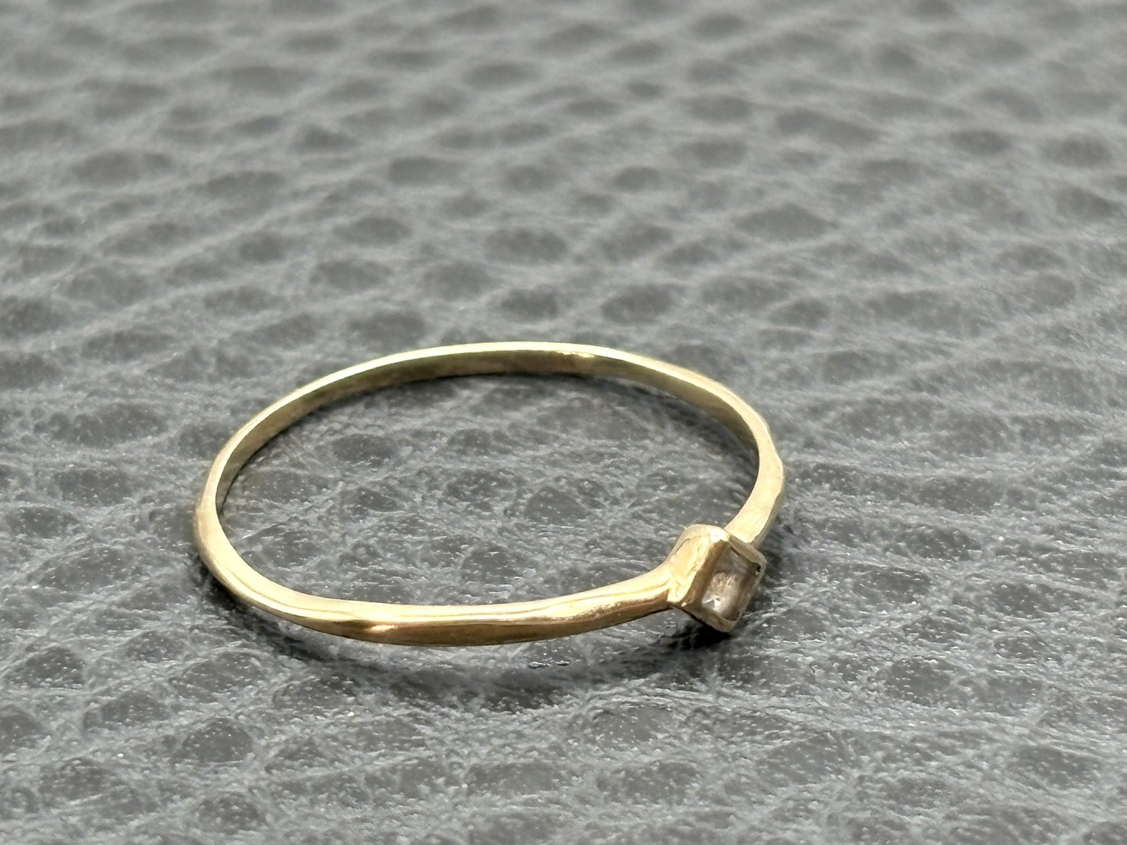 Solid 14K Yellow Gold Solitaire Stackable Ring Sq… - image 2