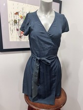 Banana Republic Dress Womens  Greenish Gray Wrap Short Sleeve Triacetate. Sz. 2.