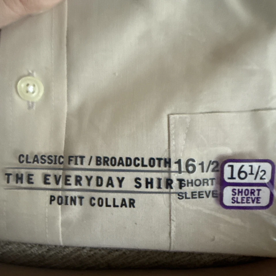Nuevo con etiquetas Stafford Essentials Classic Fit 16 1/2 Bronceado Manga Corta Foto 3 de 4