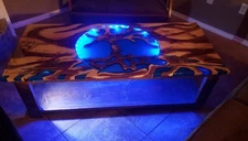 Handmade Pearlescent Blue Resin Table | LED Dining Table Top