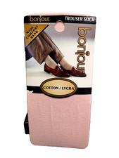 Vintage Bonjour Trouser Socks BLUSH Pink B399 New in Package Cotton Lycra