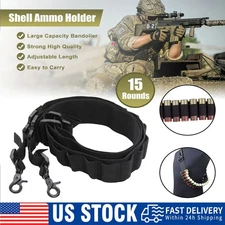 Tactical 2 Point Shotgun Sling Strap with 15 Shell Ammo Holder Bandolier 12 20GA