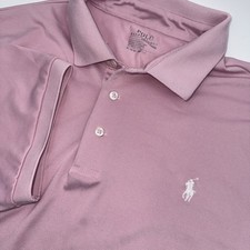 Polo Ralph Lauren Performance Polo Shirt Mens XL Pink White Pony Golf Stretch