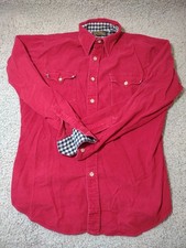 Vintage Sears Sportswear Shirt Corduroy Men M Button up Red Long Sleeve Classic