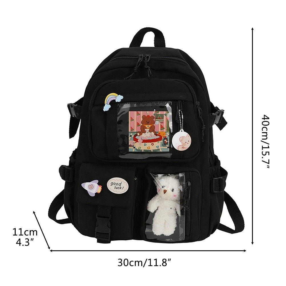Kawaii Backpack Large Capacity Cute Bear Accessories Backpack For School Multi P