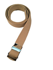 Men's Khaki Cotton Fabric Web Belt 1.25" X 48", Made in the USA
