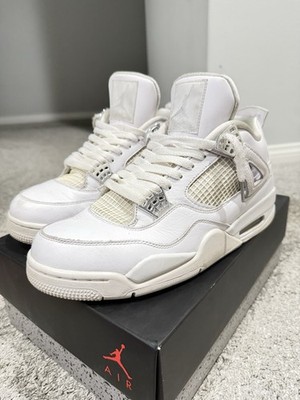 Nike Air Jordan 4 Retro Pure Money 2017 Men's Size 10 White/Silver