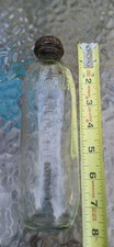 Vtg Rare Glass Graduated Embossed Baby Bottle 8 Ounce w Rubber Top