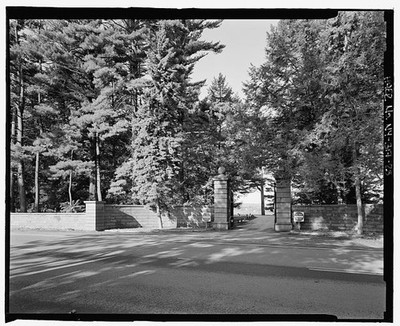 25. Exit gate to Route 9, view W. - Vanderbilt Mansion Roads Bridges, Hyde