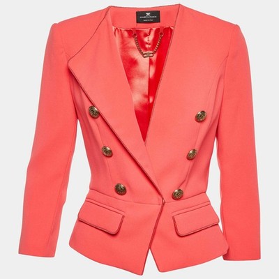 Elisabetta Franchi Coral Pink Crepe Peplum Short Jacket M