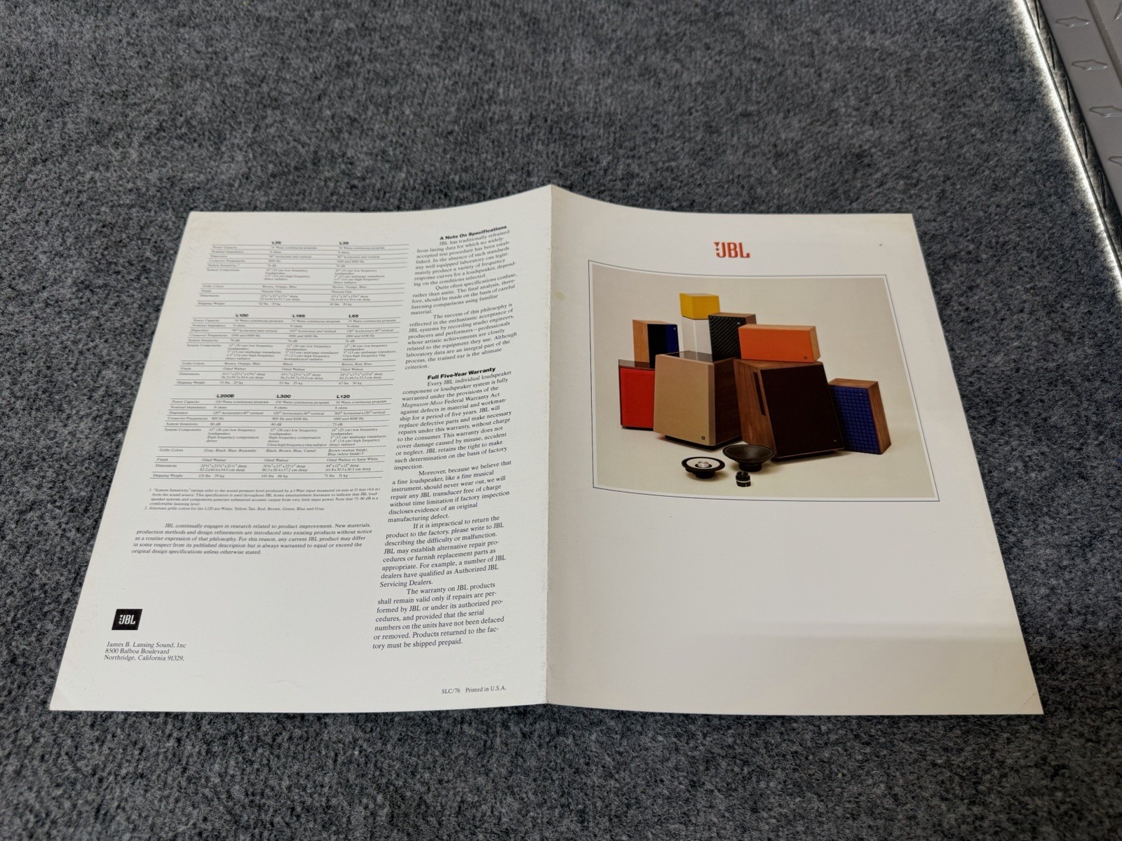 ⭐️Original 1976 JBL Speaker Dealer Brochure L300 L200b L100 L120 L166 L65 &More