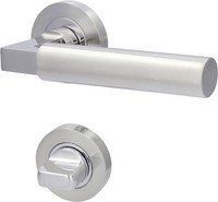 Alpertec Wc-Rosettengarnitur Solid 2 Edelstahl Silber Rund Rosettengarnitur