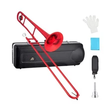 EASTROCK Bb Tenor Slide Trombone Brass Musical Instrument with Hard Case,Mout...