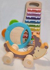 Wooden Leap Frog Xylophone Tambourine And Pull Toy Dog