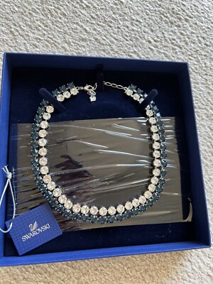 Swarovski Crystal Hot Collar Necklace Double Collar Montana Blue 