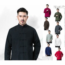 Traditional Chinese Men's Coat Tang Suit Long Sleeve Kung Fu Wushu Practice Coat