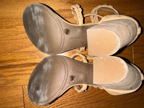 Lucky Brand Lameer Sandals Size 9M Tan Suede Leather Strappy Block Heel - Picture 7 of 8