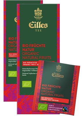 EILLES TEE Teebeutel Bio & Fairtrade Früchte Natur, Sparpack mit 2x25er Box