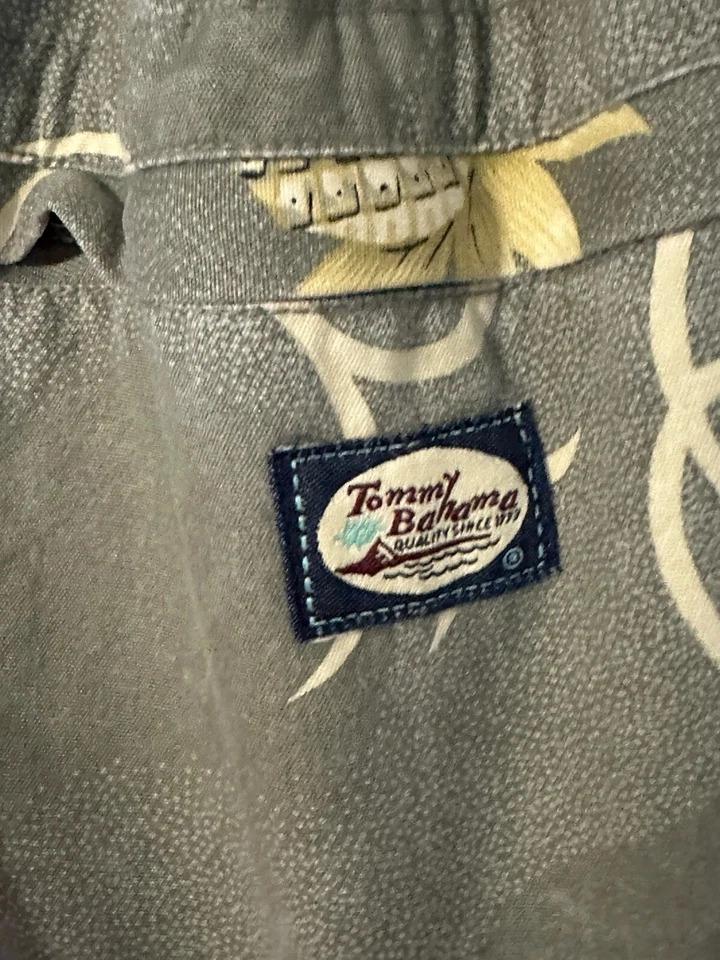 Tommy Bahama Grande Mochila de Playa Bolso Piñas Hojas de Palma Algodón Caqui Foto 4 de 4