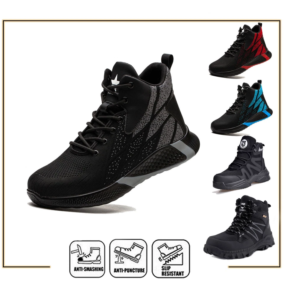SUADEEX Sicherheitsschuhe Herren Stiefel Schwarz mit Stahlkappe Arbeitsschuhe