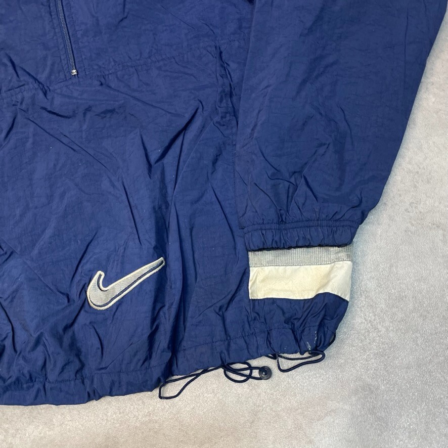 Nike Anorak Jacket Mens Large 90s Vintage Half Zip Swoosh Windbreaker, Navy image 6