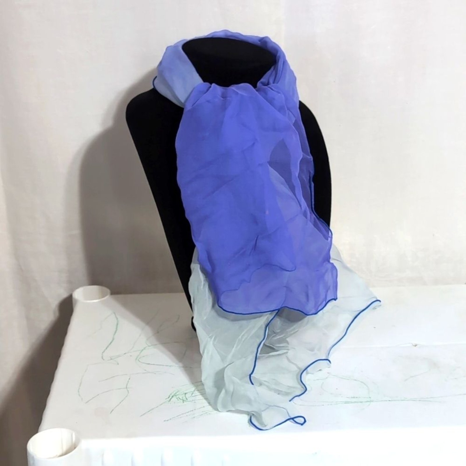 Vintage Blue Ombre Sheer Rectangle Scarf