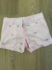 Vineyard Vines Girls 10 Pink White Striped Shorts With Blue Whale Embroidery