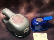 Set of 2 Paper Craft Lever Whale Punch FLOWERS Scrapbooking Tool Lot 10