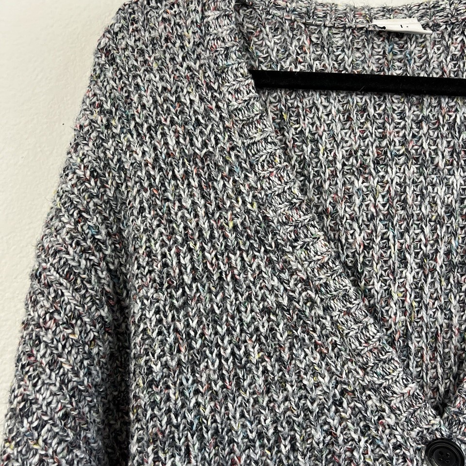 CAbi Womens Grey Oversized Chunky Ribbed Knit Fleck Embrace Cardigan ...