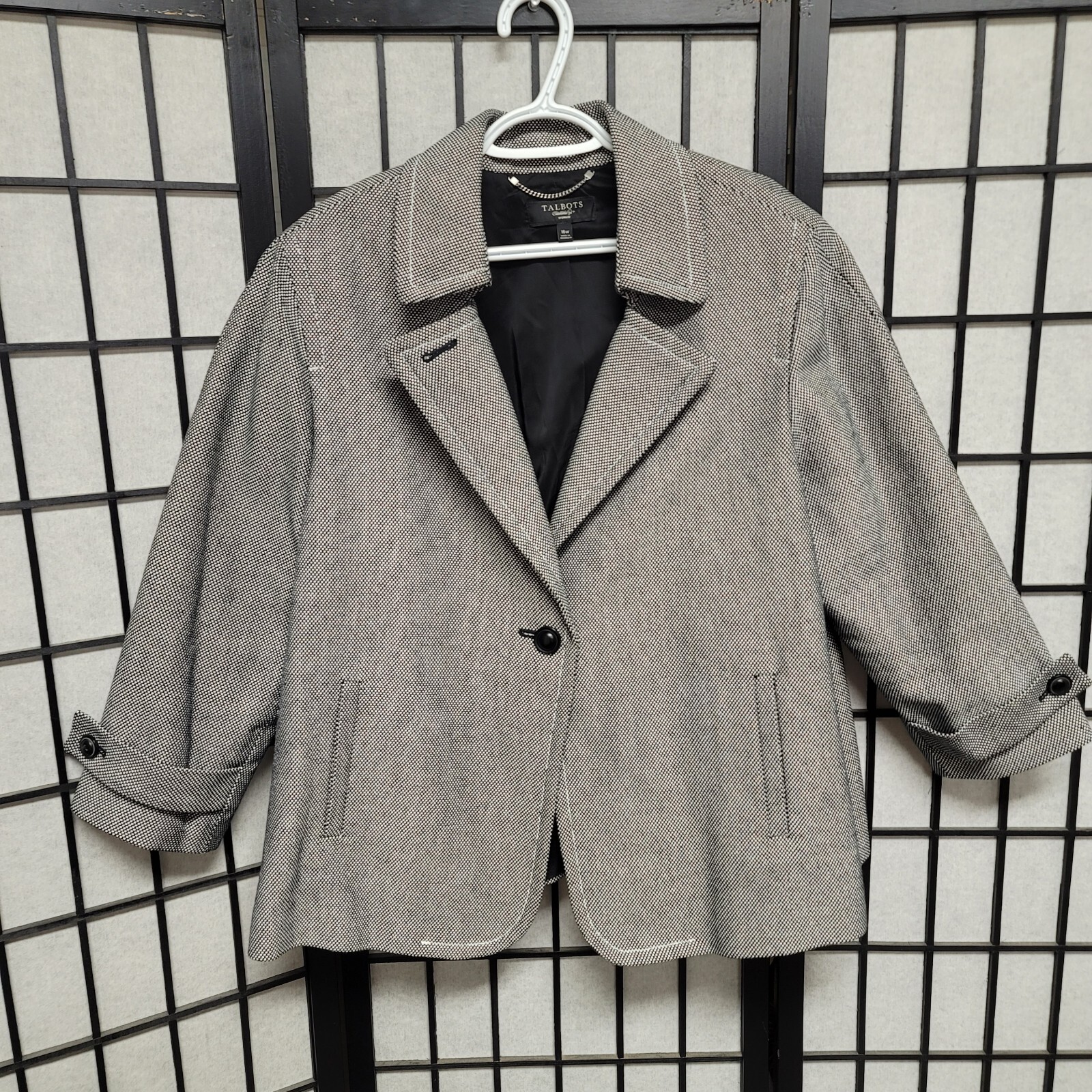 Talbots Single Button Small Checkered Blazer Wome… - image 1