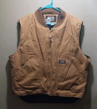 VINTAGE BIG SMITH MEN'S BROWN INSULATED WORK OUTDOORS VEST 2XL REGULAR