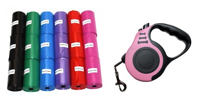 800 DOG PET WASTE POOP BAGS ROLLS with Core With Leash Petoutside USA