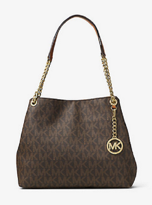 kors michael bag jet brown shoulder mk handbag purse tote chain