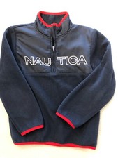 Nautica Sweatshirt Boy's 7 Navy blue Fleece Chest Logo Pullover