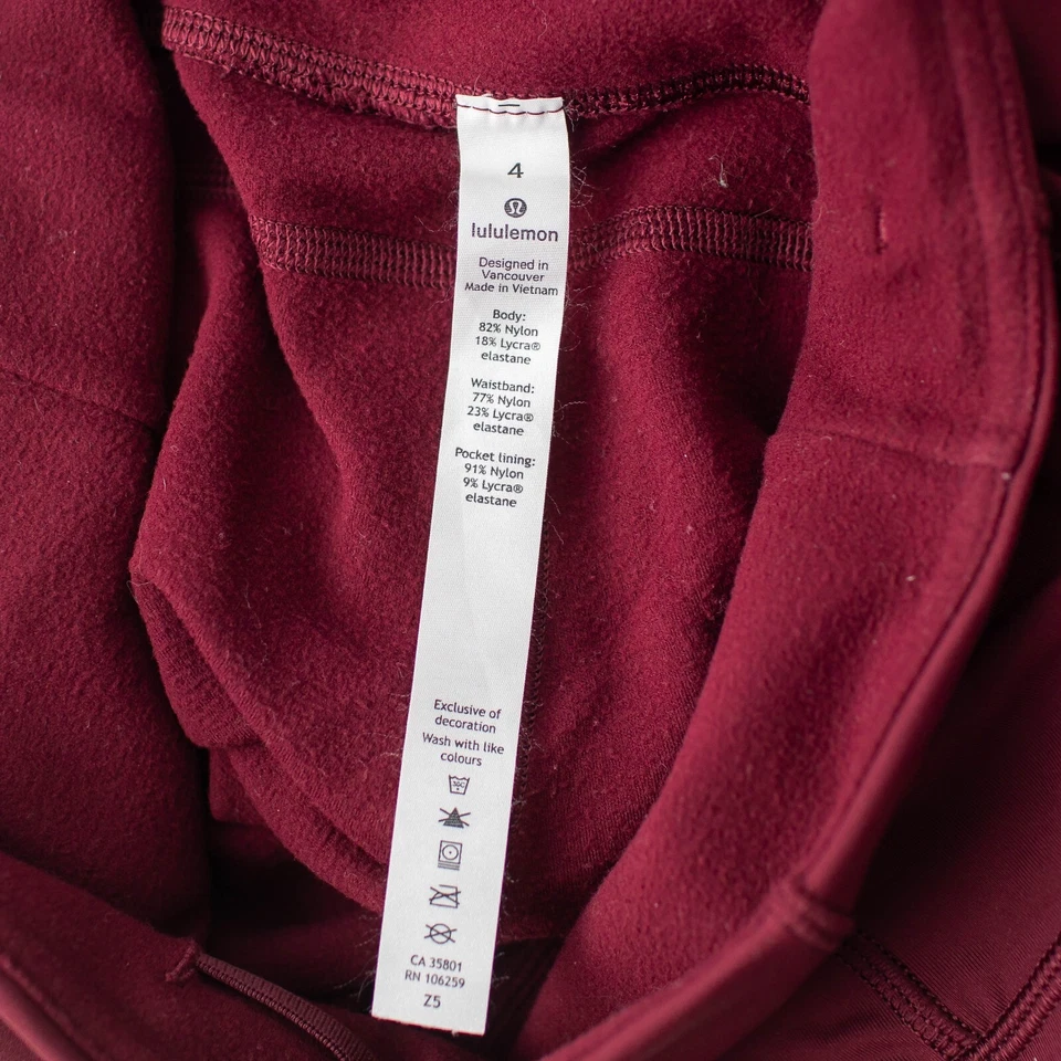 Leggings cálidos de invierno forrados de lana rojos talla 4 de Lululemon para mujer Foto 2 de 4