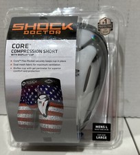 Shock Doctor Adult Core Compression Shorts with Bio-Flex Cup - Colored Flag