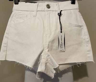 RUE 21 Womens White Curvy High Rise Shortie Denim Short Shorts - Sz 0