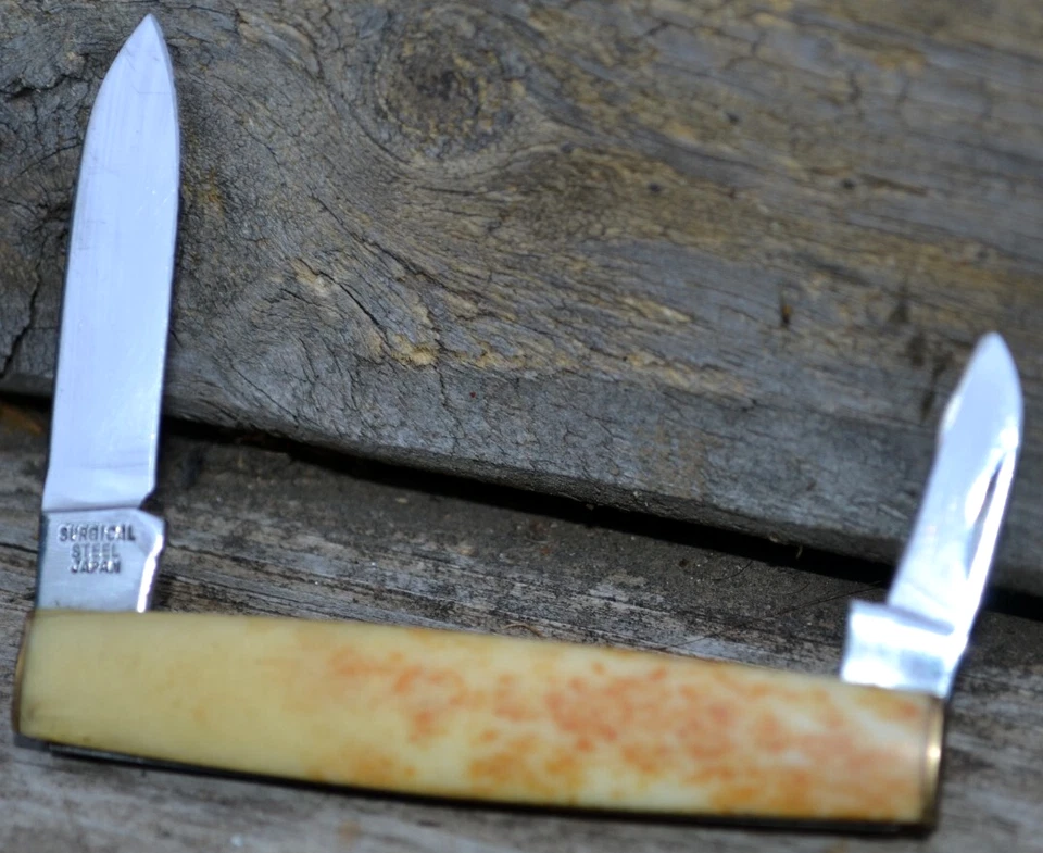 Navaja de Bolsillo de Colección Parker Eagle Brand Cut Co. Dos Hoja SS Mango de Hueso Japón Foto 3 de 4