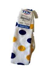 Socks Unisex Adult 9-11 Polka Dot New with Tags Blue Yellow NOS USA Made.